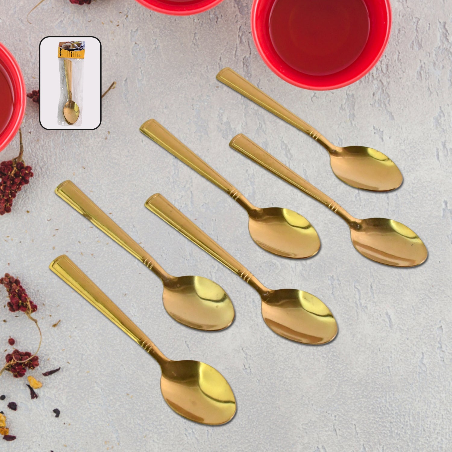 Premium Luxurious Stainless Steel Coated Spoons (6 Pcs Set / Golden) Premium Luxurious Stainless Steel Coated Spoons (6 Pcs Set / Golden)